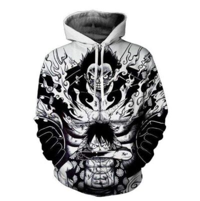 Sweat One Piece La Transformation de Luffy en Noir et Blanc